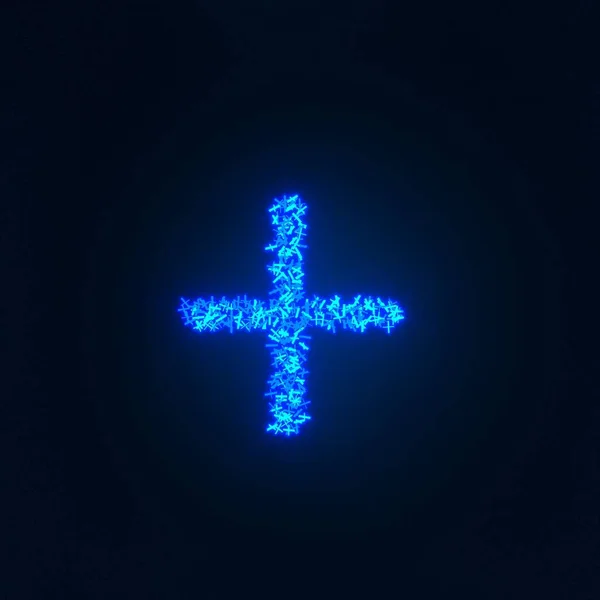 Roztroušený Modrý Neonový Znak Izolovaný Přes Černé Pozadí — Stock fotografie