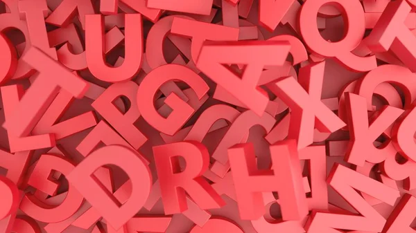 Pile Red Alphabet Letters Red Background Flat — Stock Photo, Image