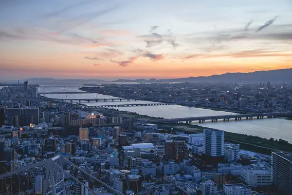 一个美丽的首尔城市景观的建筑物日落 — 图库照片