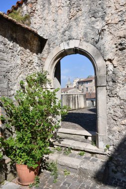A narrow street in Pesche, a mountain village in the Molise region of Italy.
