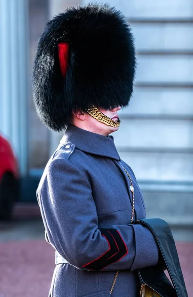 Uma Vertical Mudança Guarda Rainha Palácio Buckingham Londres Reino Unido — Fotografia de Stock