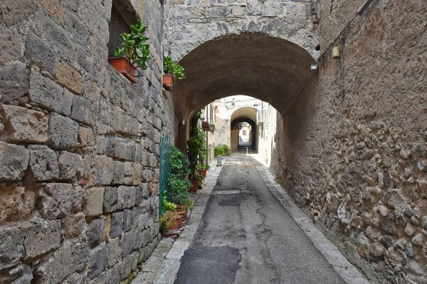 A beautiful shot of a narrow street in Caiazzo, Italy