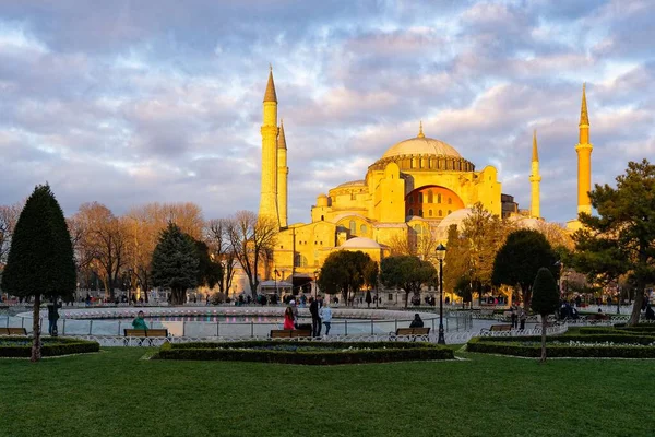 Slavná Hagia Sophia Večer Istanbulu Turecko — Stock fotografie