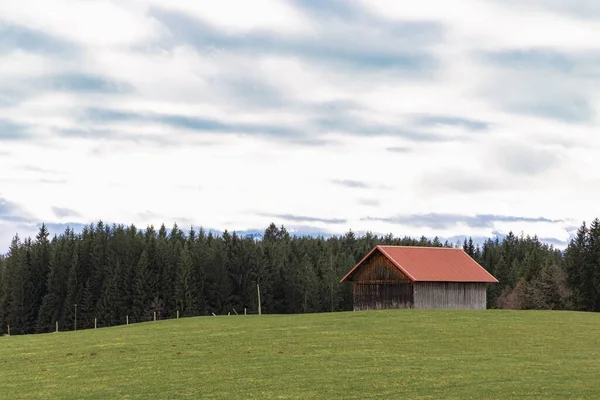 Beautiful Country Landscape Barn Bavarian Alpine Foothills — Stock Photo, Image