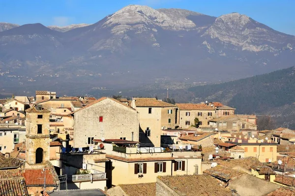 Una Bella Vista Tetto Delle Vecchie Case Alatri Villaggio Montagna — Foto Stock