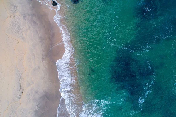 Vista Aérea Una Playa Norte Portugal Con Aguas Turquesas —  Fotos de Stock