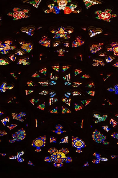 Vertikalt Skudd Glassmaleri Vitus Katedralen – stockfoto