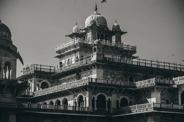 Gråskalig Bild Albert Hall Museum Jaipur Indien — Stockfoto