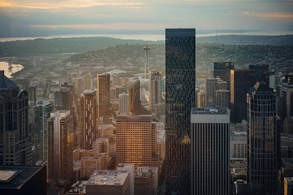 Vysokoúhlý Záběr Mrakodrapů Seattle — Stock fotografie