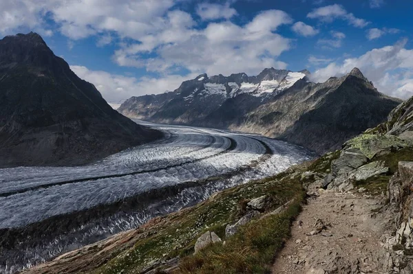 Gran Glaciar Aletsch Los Alpes Suizos Suiza —  Fotos de Stock