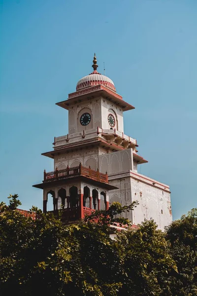Вертикальний Постріл Годинникової Вежі Міського Палацу Джайпур — стокове фото