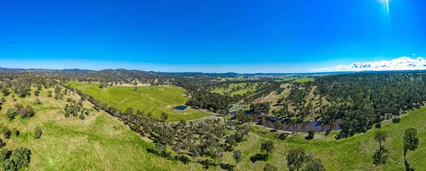 Panoramatický Výhled Řeku Seven Zelenou Krajinu Australském Venkově — Stock fotografie