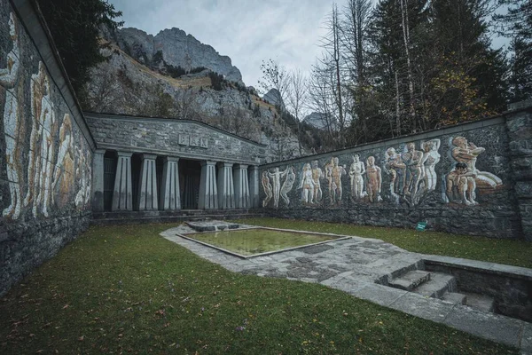 Paxmal Peace Monument Depicting Different Murals Walls Walenstadt Switzerland — Stock Photo, Image