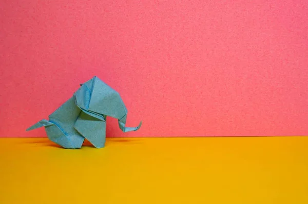 Slon Origami Modrého Papíru — Stock fotografie