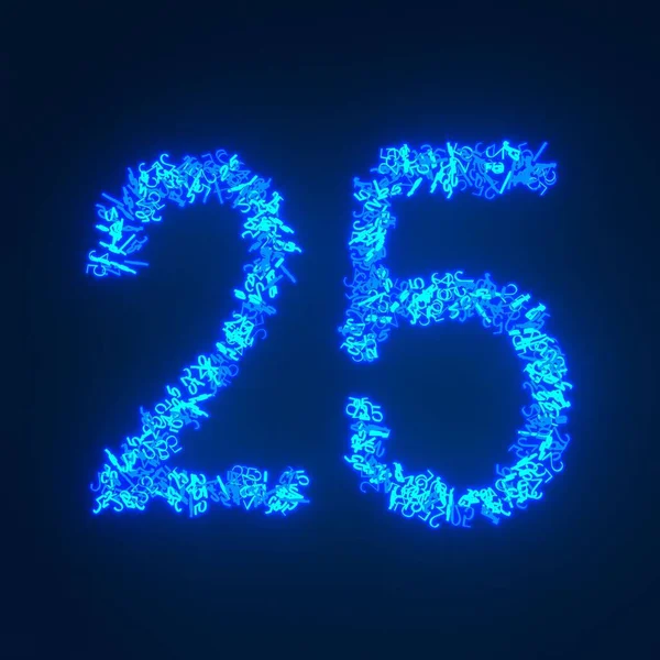 Scattered Blue Neon Character Isolated Black Background — Stock Photo, Image