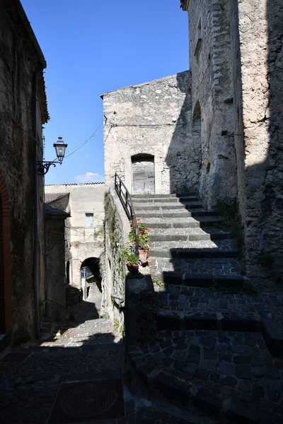 Narrow Street Pesche Mountain Village Molise Region Italy — Zdjęcie stockowe