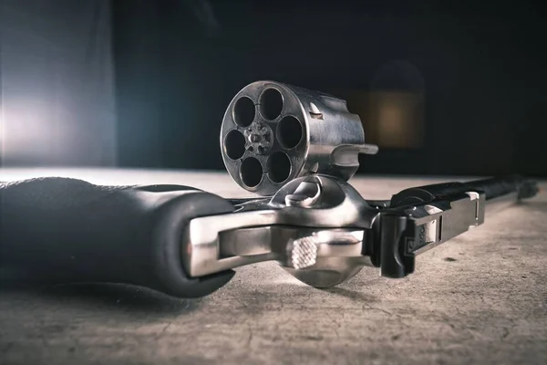 Closeup Gun Revolver Bullets — Stock Photo, Image