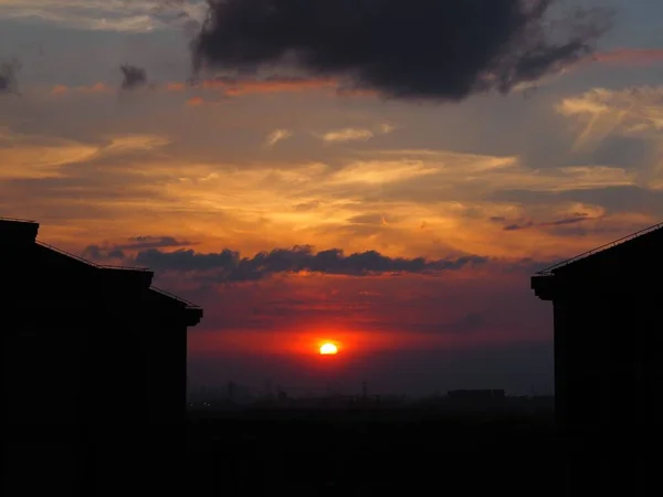 Bloody Sunset Which Can Blind People Eyes — Stock Photo, Image