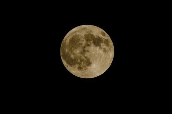 Макро Выстрел Бледной Полной Луны Изолированной Темном Небе — стоковое фото