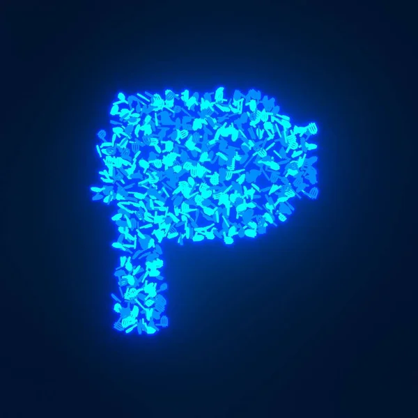 Scattered Blue Neon Character Isolated Black Background — Stock Photo, Image