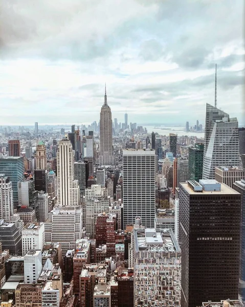 Függőleges Városkép New York City Modern Épületek — Stock Fotó
