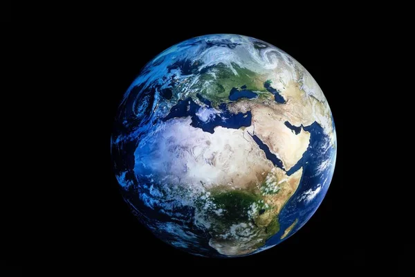 Uma Vista Terra Partir Espaço Isolado Sobre Fundo Preto — Fotografia de Stock