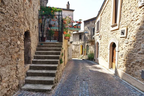 Narrow Street Pesche Mountain Village Molise Region Italy — Foto Stock
