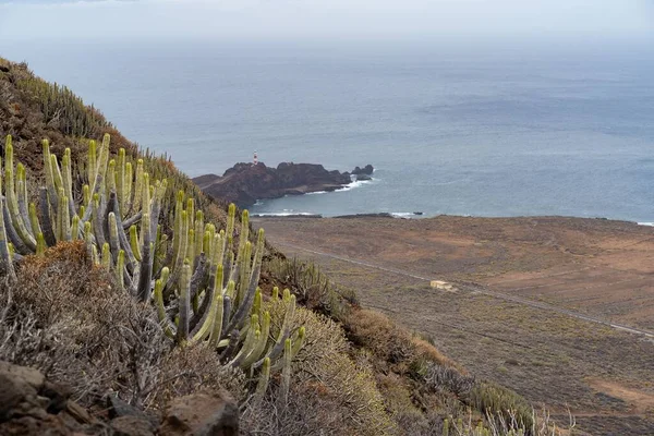 Punta Teno Deniz Feneri Nin Havadan Görünüşü Tenerife Kanarya Adaları — Stok fotoğraf