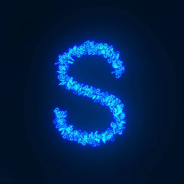 Scattered Blue Neon Character Isolated Black Background — Stock Photo, Image