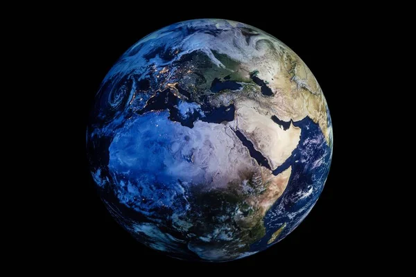 Вид Земли Космоса Изолированный Черном Фоне — стоковое фото