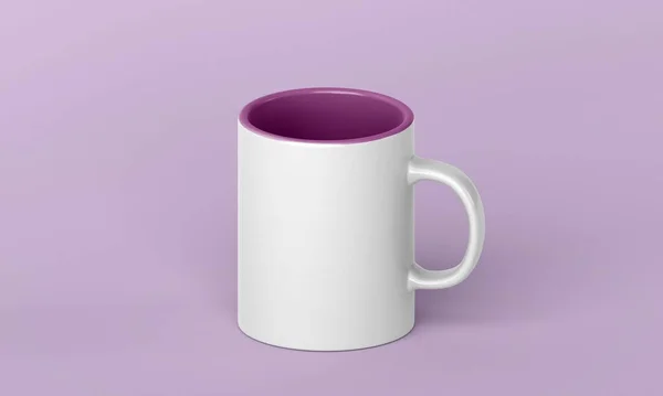 Uma Renderização Uma Caneca Fundo Roxo — Fotografia de Stock