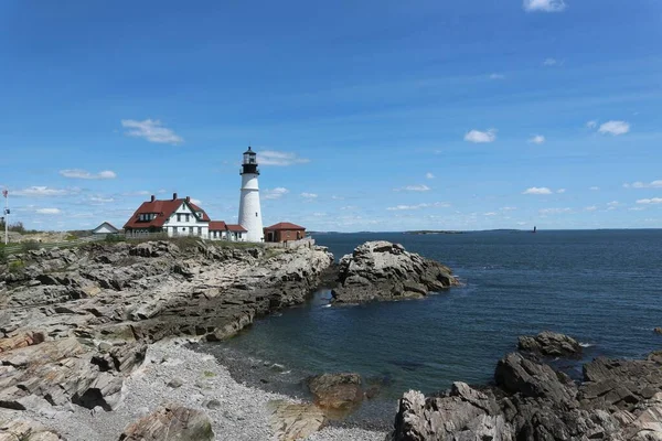 Uma Vista Panorâmica Portland Head Light Cape Elizabeth Maine — Fotografia de Stock