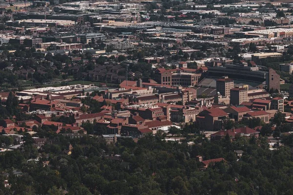 Una Vista Aerea Del Campus Dell Università Del Colorado Boulder — Foto Stock