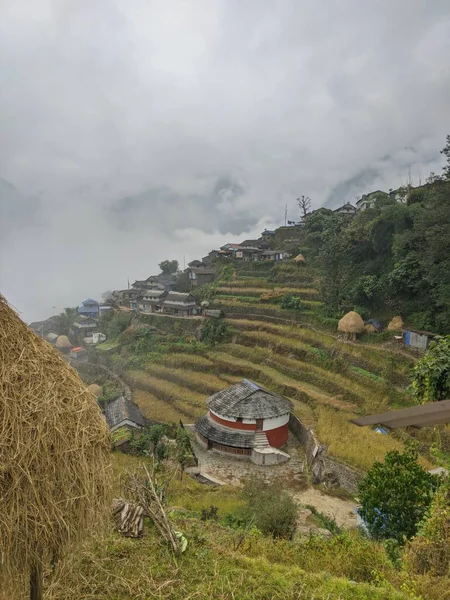 Flygbild Över Sluttningen Runt Hus Lamjung Nepal — Stockfoto