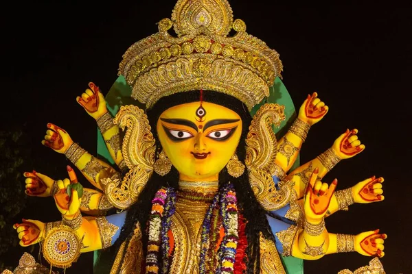 Close Goddess Durga Podczas Durga Pooja Festival Kalkuta Zachodni Bengal — Zdjęcie stockowe