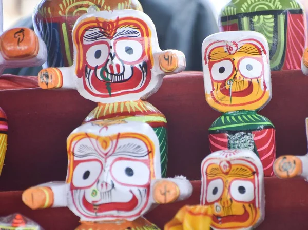 Puri Sahillerinde Heykellerde Sokak Pazarındaki Lord Jagannath Idollerinde — Stok fotoğraf