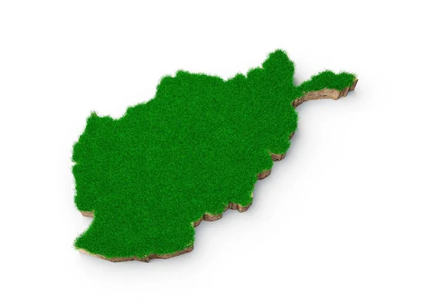 Återgivning Kartan Över Afghanistan Gjord Grönt Gräs — Stockfoto