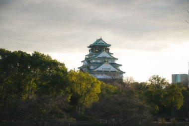Japonya 'daki Osaka Kalesi' nin büyüleyici manzarası.