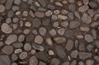 Bir taş yol arkaplanının üst görünümü