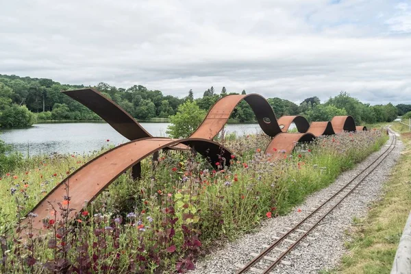 Staffordshire Lakeside Mini Railway Steel Structure Landscape Stoke Trent — Stock Photo, Image