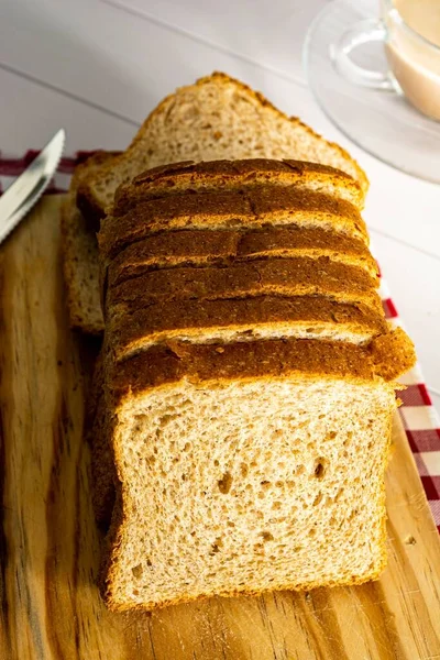 Pão Pão Pão Inteiro Com Fermentação Natural Uma Cena Café — Fotografia de Stock