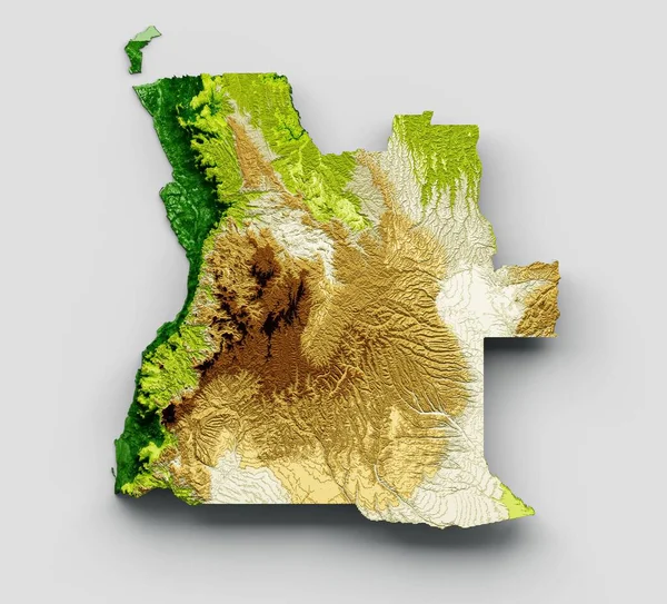 日陰の救済で作られたアンゴラの地図の3Dレンダリング — ストック写真