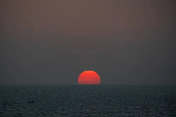 Vacker Bild Hägring Solnedgång Havet — Stockfoto