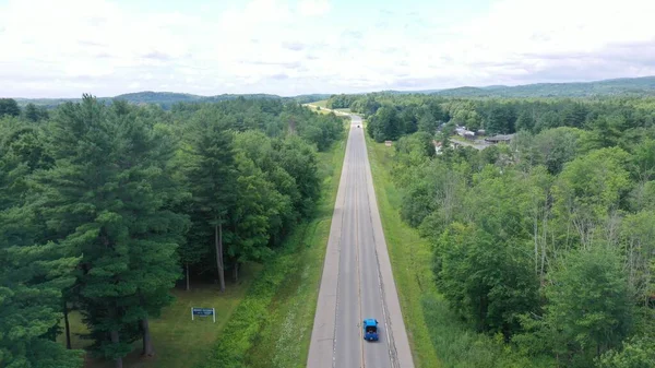 Aerial View Car Road Surrounded Trees Jhonstown New York Usa — Stock Photo, Image