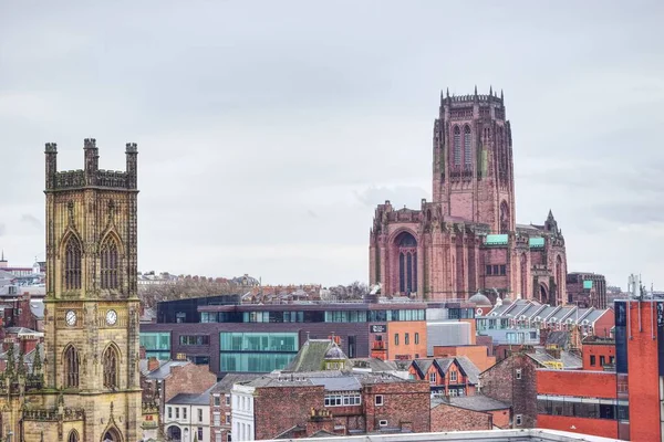 Stacked Image Liverpool Cathedral Skline — Stock Photo, Image