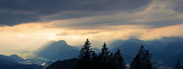 Panoráma Kilátás Gyönyörű Hegyekre Vorderkaiserfeldenhutte Ausztria — Stock Fotó