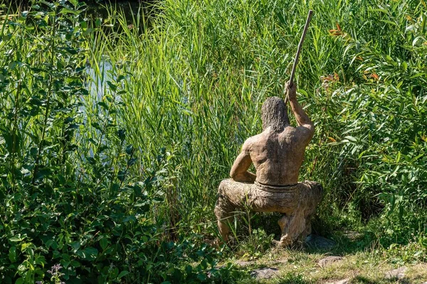 Модра Чехия Июля 2022 Год Статуя Рыбы Времен Великой Моравии — стоковое фото