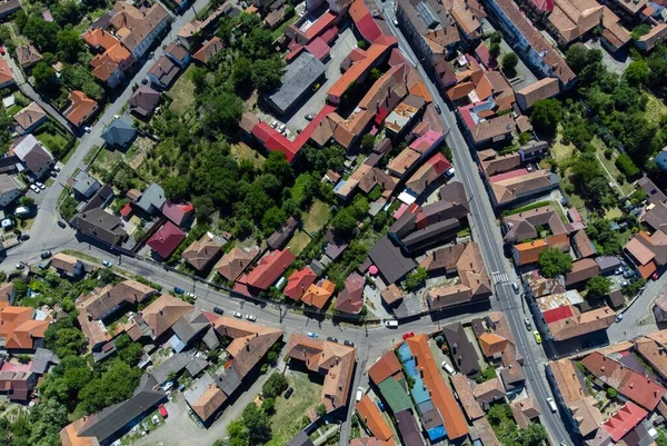 위에서 의집들 거리들 위에서 위에서 — 스톡 사진