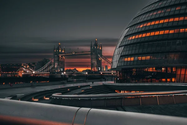 Uma Bela Vista Câmara Municipal Londres Tower Bridge Crepúsculo — Fotografia de Stock