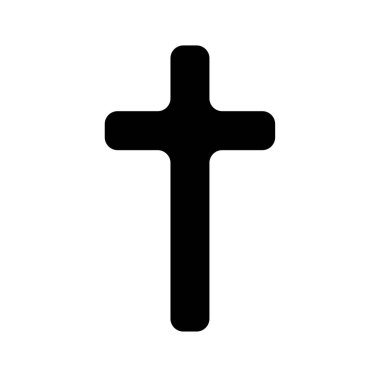 Beyaz arkaplanda izole edilmiş düz stil Hristiyan haç simgesi.